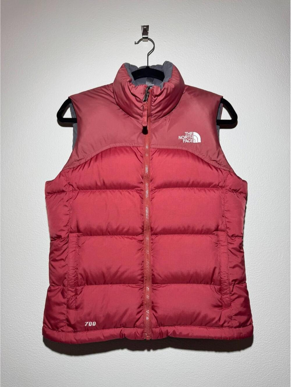 EUC The North Face Womens Small Goose Down 700 Nuptse Puffer Vest Red Vintage